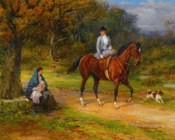 horse cats Painting - ask the way 2 Heywood Hardy horse riding